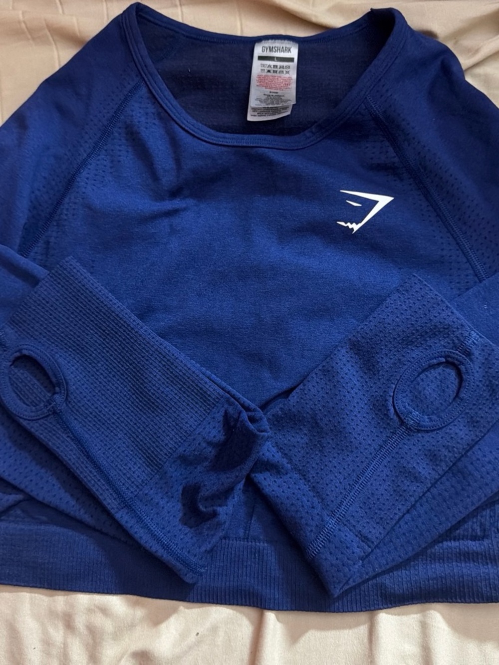 Gymshark Navy Blue Seamless Crop Long Sleeve